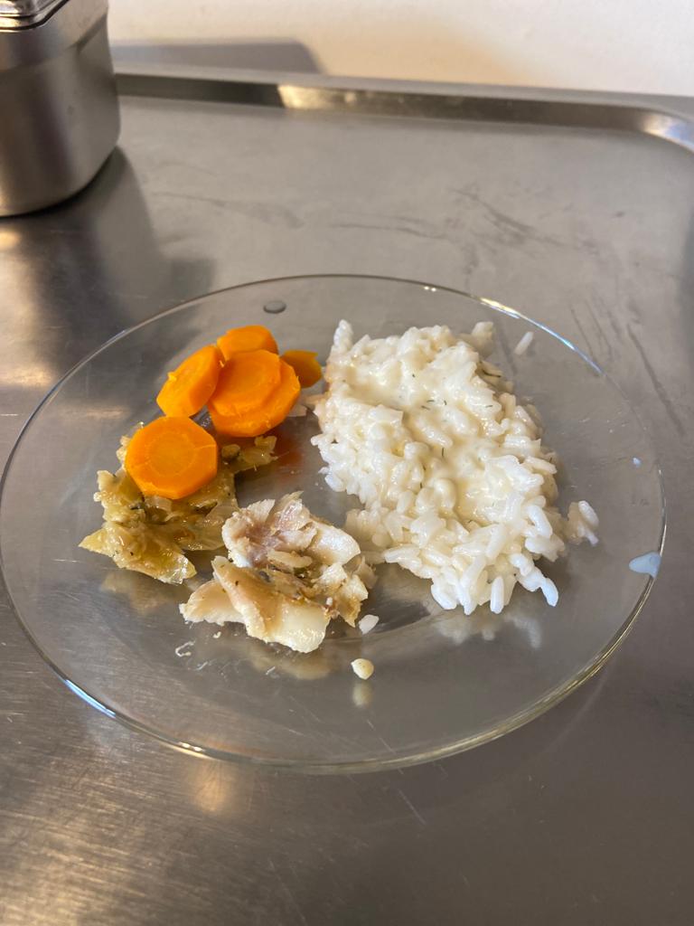 Filet de poisson mijoté avec carottes et fenouil + riz